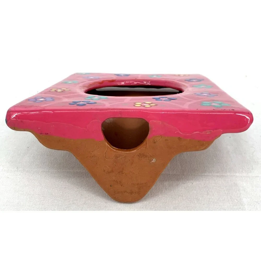 Mexican Terracotta Hand Painted Photo Frame Colorful Folk Art Ceramic 5 x 7